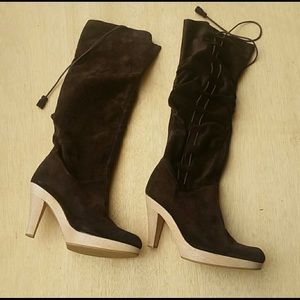 Jeffrey Campbell Suede and wood lace side boots size 9